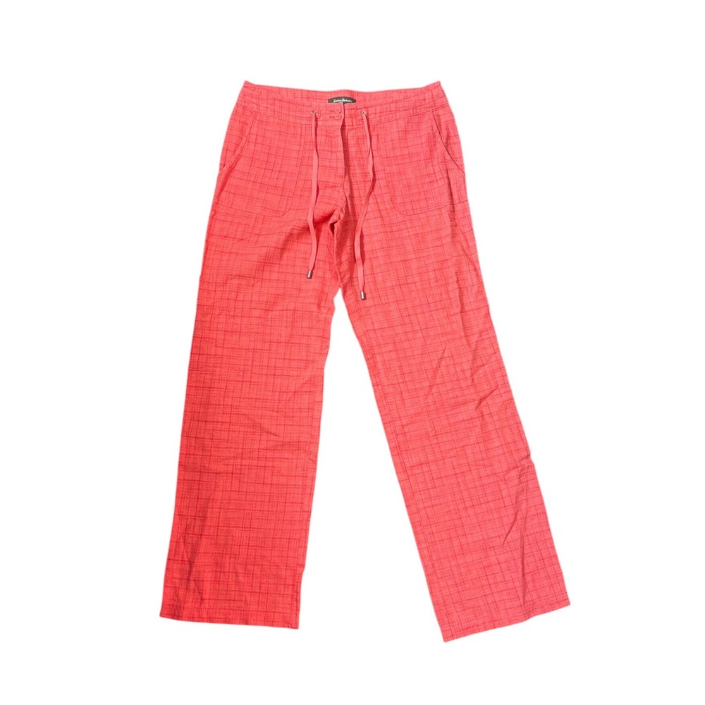 Tommy Bahama Women Coral Pink Linen Cotton Wide Leg Drawstring Pants Size 4